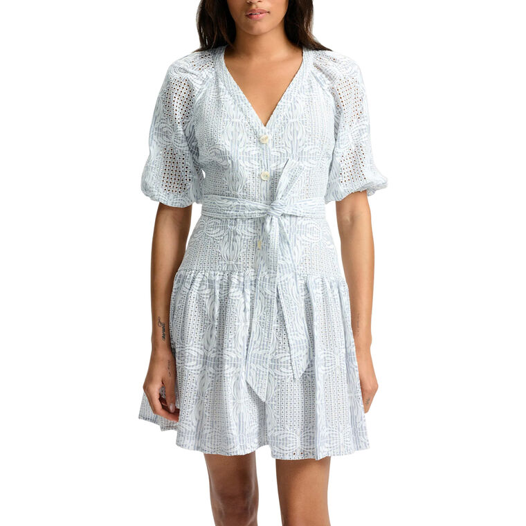 Bobbie Short Sleeve Eyelet Mini Dress image number null