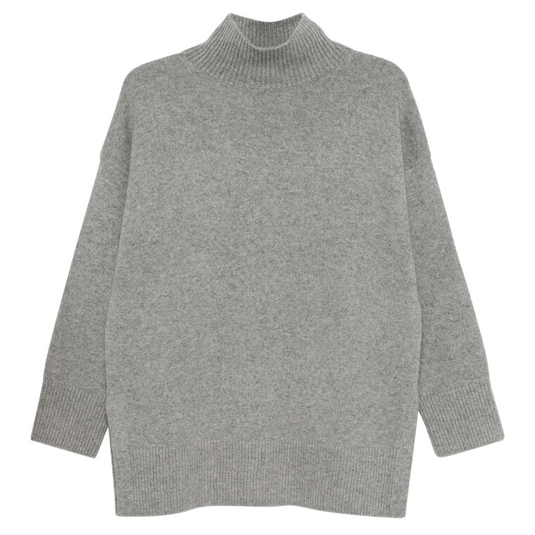 Wool-Cashmere Drop-Shoulder Turtleneck Sweater image number null