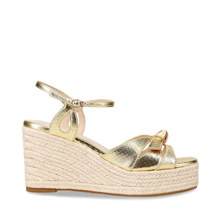 Elbie Metallic Snake Embossed Wedge Sandal image number null