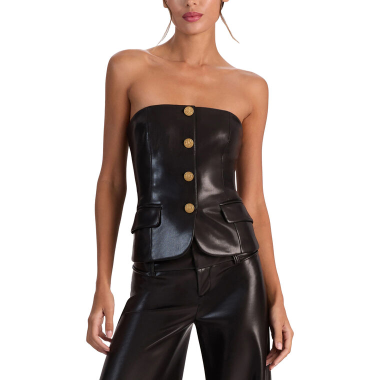 Madison Strapless Vegan Leather Bustier Top image number null