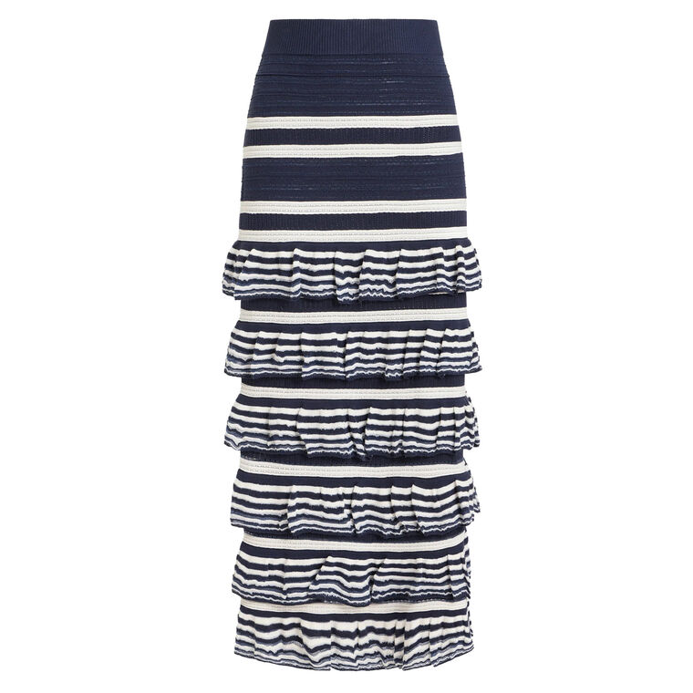 Sawyer Tiered Knit Midi Skirt image number null