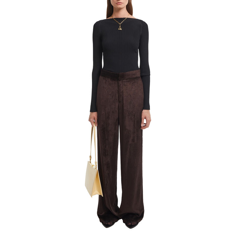 Maroon Wide-Leg Corduroy Pants image number null