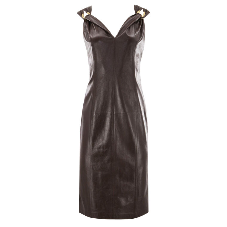 Light Smooth Nappa Leather Midi Dress image number null