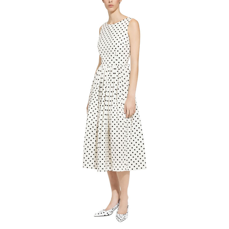 Cotton Sleeveless Polka Dot Midi Dress image number null