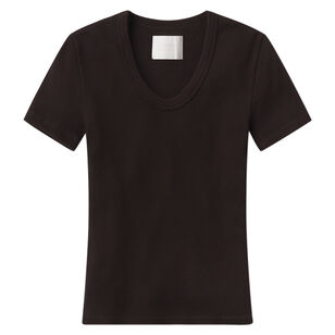 Maude Ribbed U-Neck Short Sleeve Tee