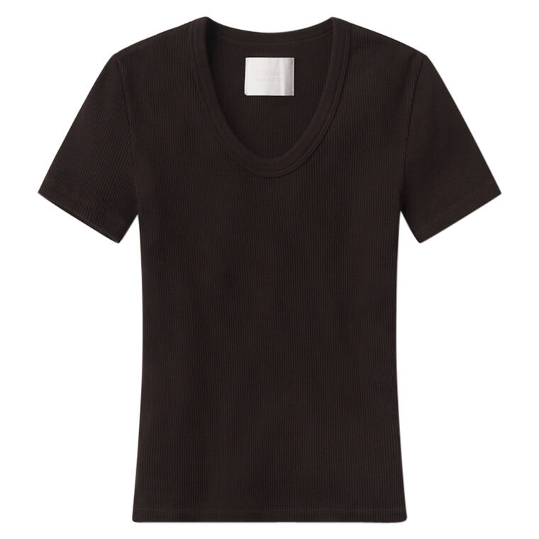 Maude Ribbed U-Neck Short Sleeve Tee image number null