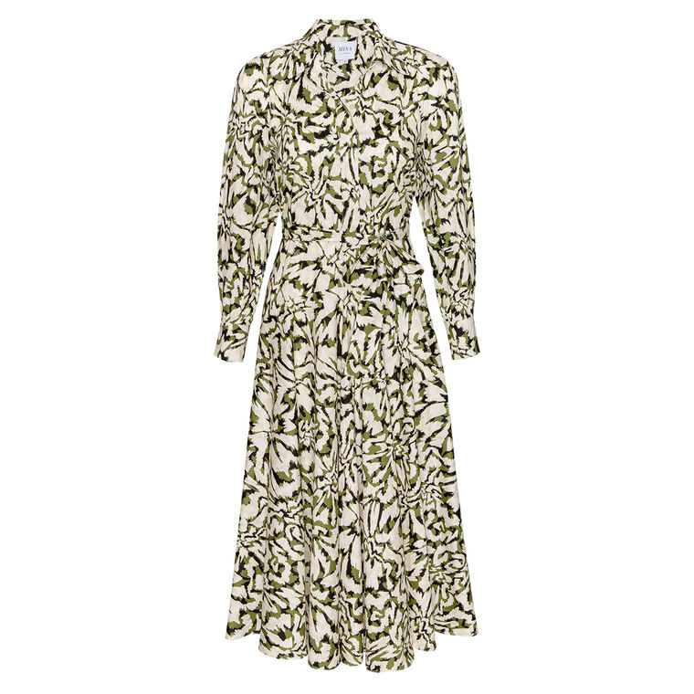 Lorie Long Sleeve Belted Button-Front Midi Dress image number null