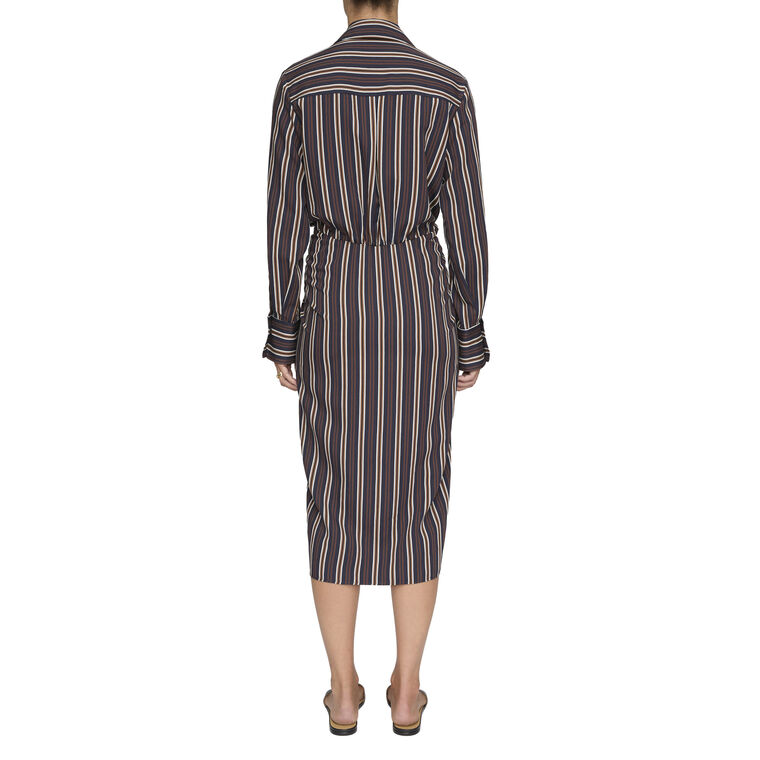 Mila Long Sleeve Striped Midi Shirtdress image number null