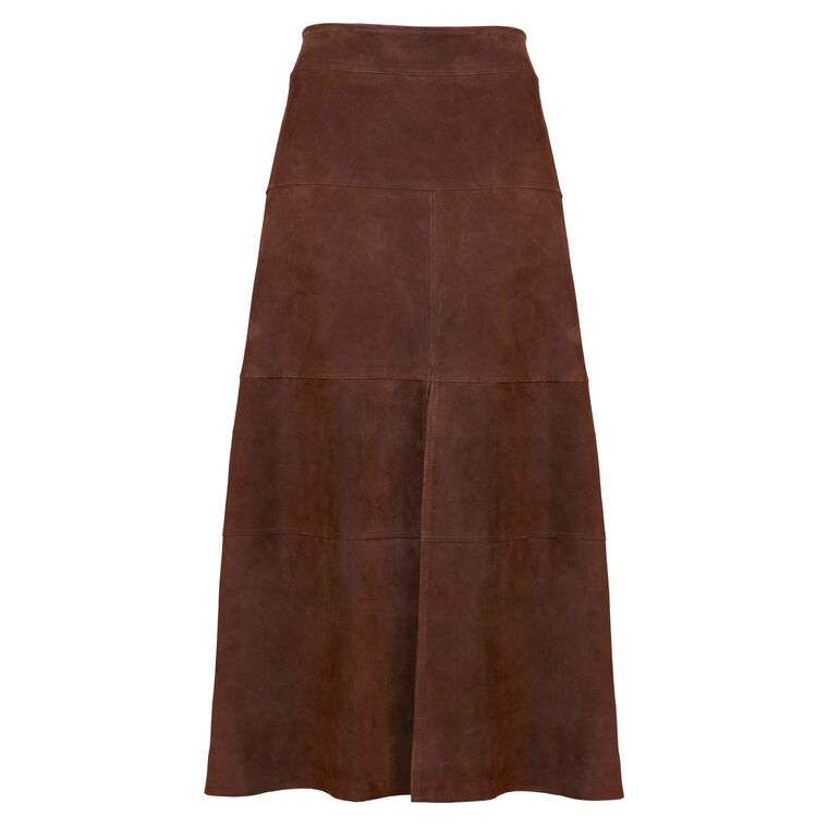 Hudson Suede Midi Skirt With Front Slit image number null