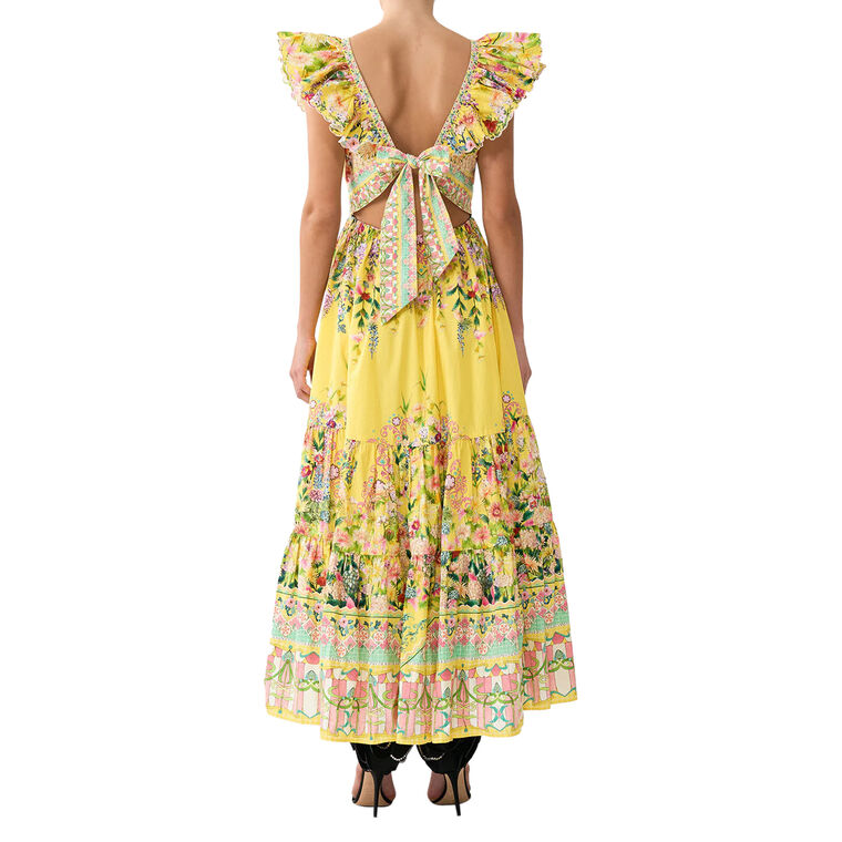 Tiered Short Sleeve Midi Dress With Neck Frill image number null