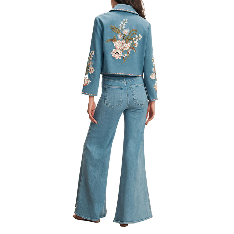 Vikara Cropped Embroidered Denim Jacket image number null