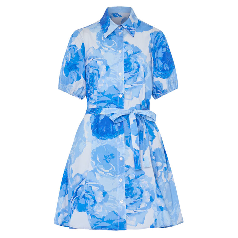 Juni Short Sleeve Printed Poplin Mini Dress image number null