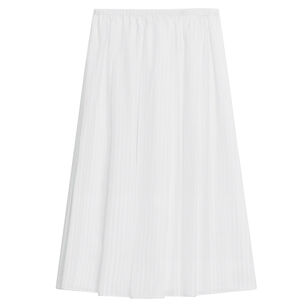 Pleated A-Line Midi Skirt In Linear Cotton