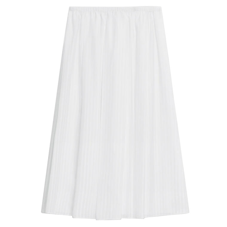 Pleated A-Line Midi Skirt In Linear Cotton image number null