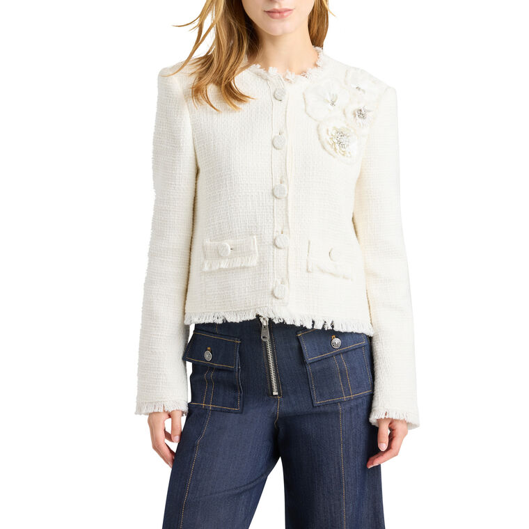 Christie Crunchy Flower Cropped Jacket image number null