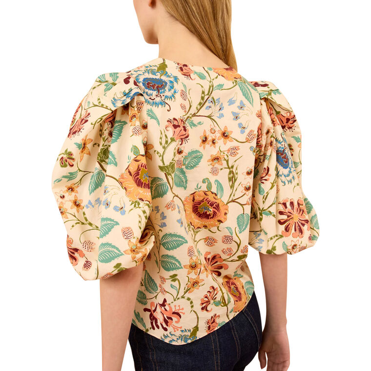 Florielle Short Puff Sleeve Cotton Top image number null