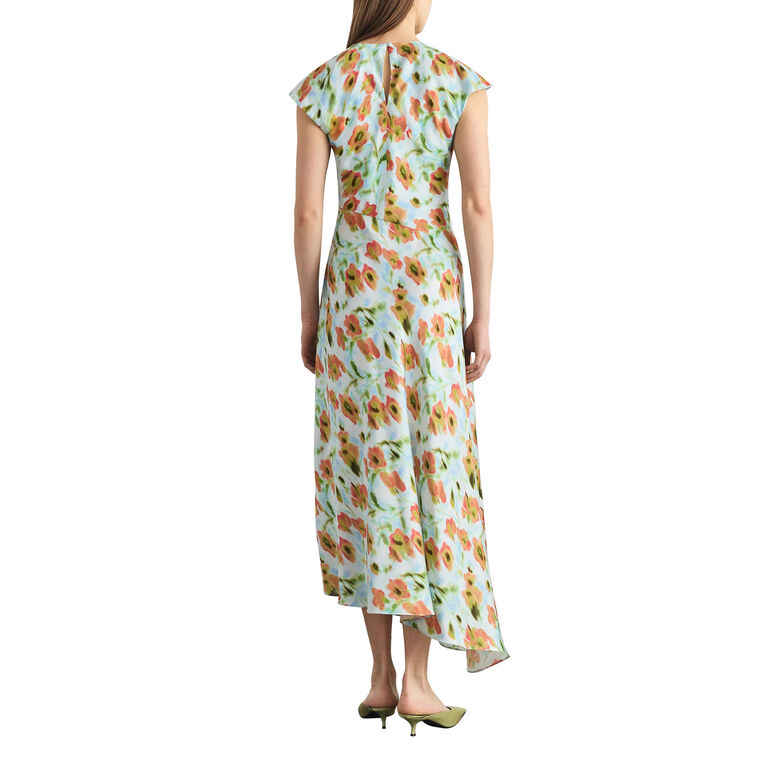 Violetta Short Sleeve Asymmetrical Bias Cut Midi Dress image number null