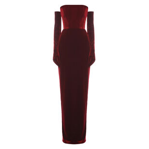 Florentina Strapless Velvet Gown With Gloves