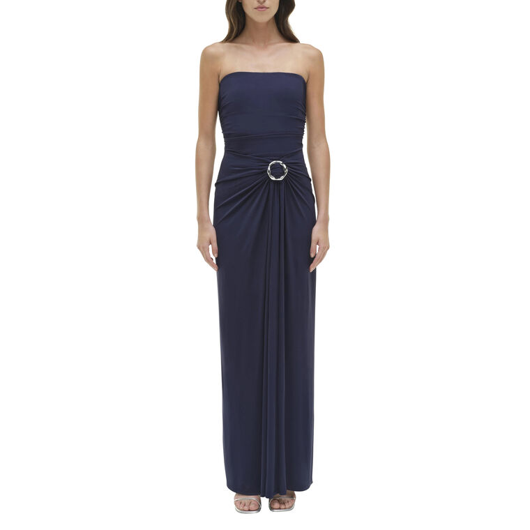 Emma Strapless Bustier Gathered Jersey Gown image number null