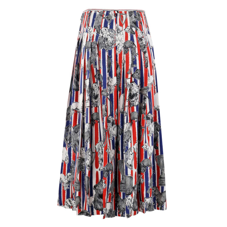 Pleated Printed Silk Twill Midi Skirt image number null