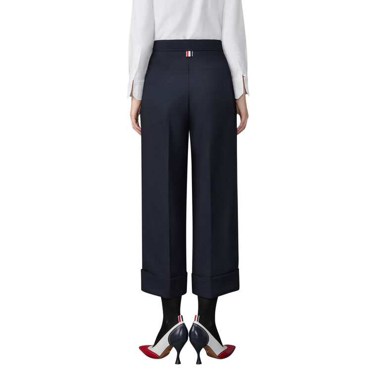 Hopsack Suiting Cropped Creased Trousers image number null