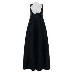 Strapless Taffeta Bloom Wide-Leg Jumpsuit