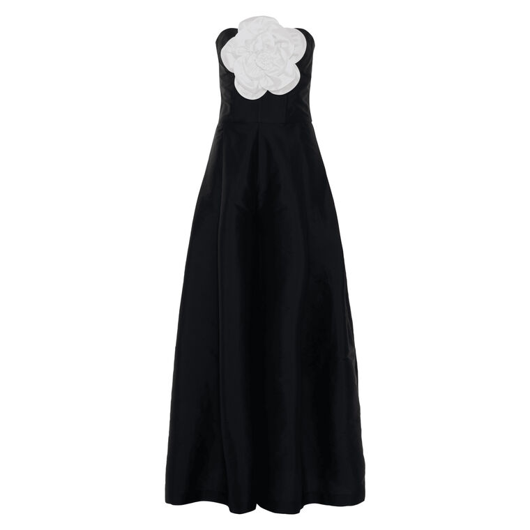 Strapless Taffeta Bloom Wide-Leg Jumpsuit image number null