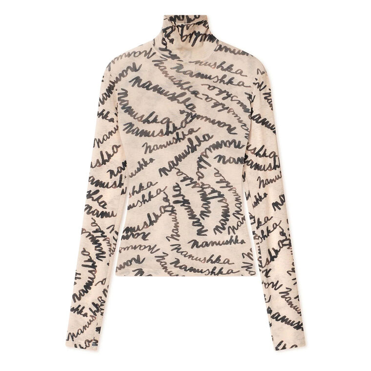 Harri Long Sleeve Mesh-Jersey Turtleneck Top image number null