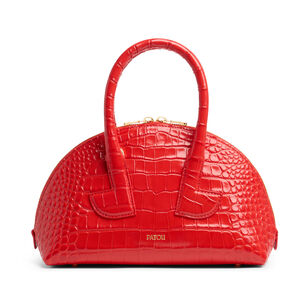 Le Patou Bowling Bag In Croc Embossed Leather Le Patou Bowling Bag In Croc Embossed Leather