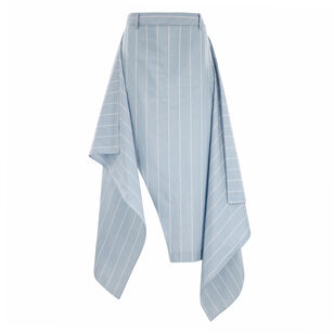 Striped Tech Poplin Tie Front Midi Skirt