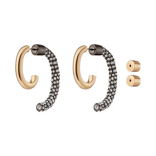 Mini Pave Gold With Gunmetal Luna Earrings