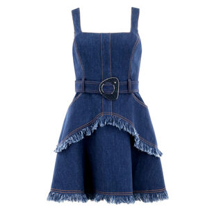 Macey Sleeveless Belted Denim Mini Dress