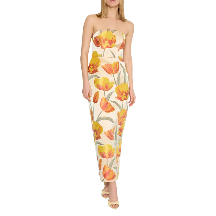 Orion Tulip Jacquard Strapless Maxi Dress image number null