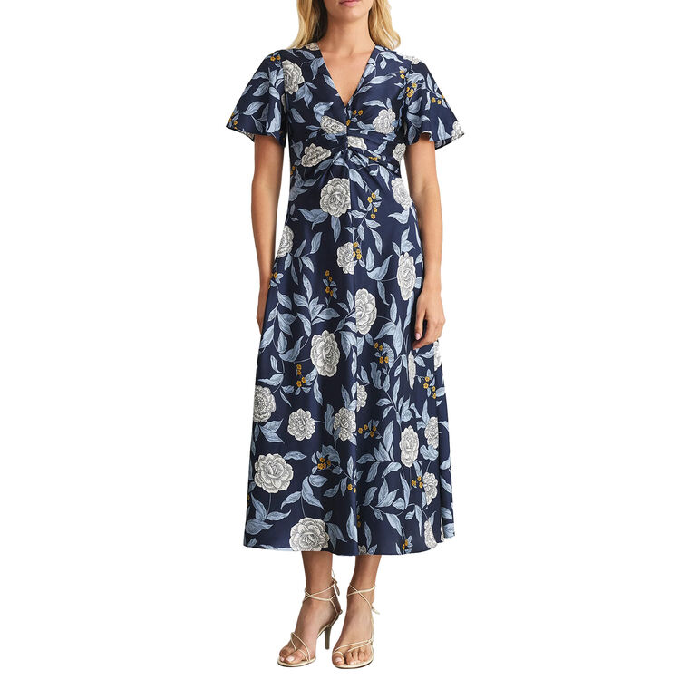 Daphne Short Sleeve V-Neck Midi Dress image number null