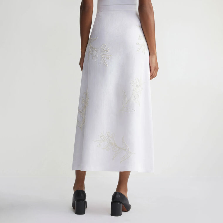 Embroidered Flora Linen Skirt image number null