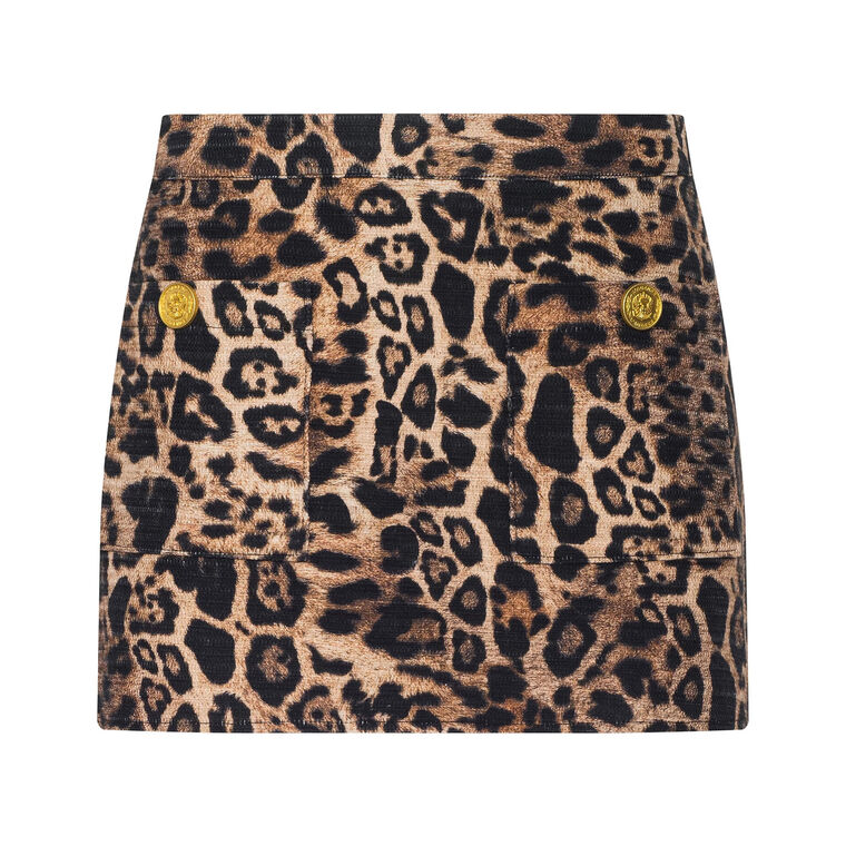Cryra Low Rise Leopard Print Mini Skirt image number null