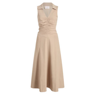 Kilda Sleeveless Collared Ruched Midi Dress