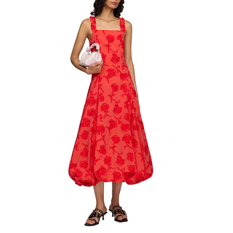 Sleeveless Fil Coupe Bubble Hem Midi Dress image number null