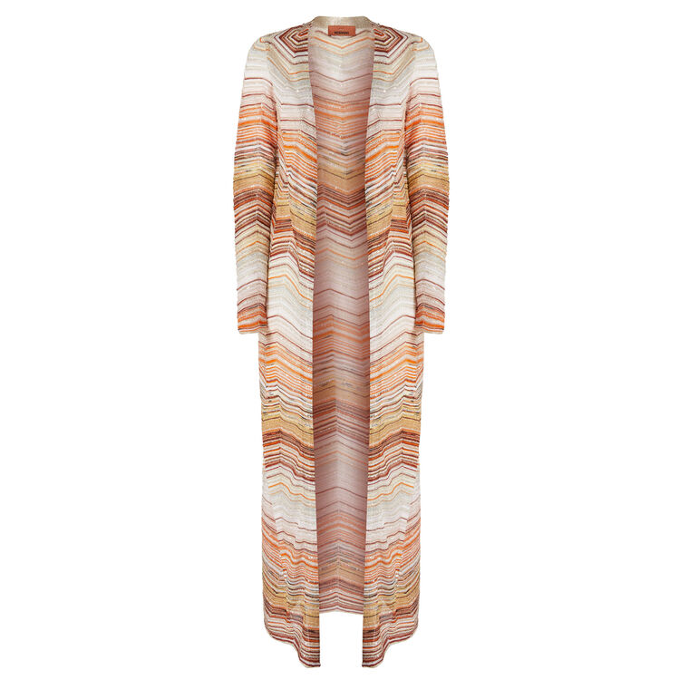 Long Chevron Cardigan With Sequins image number null