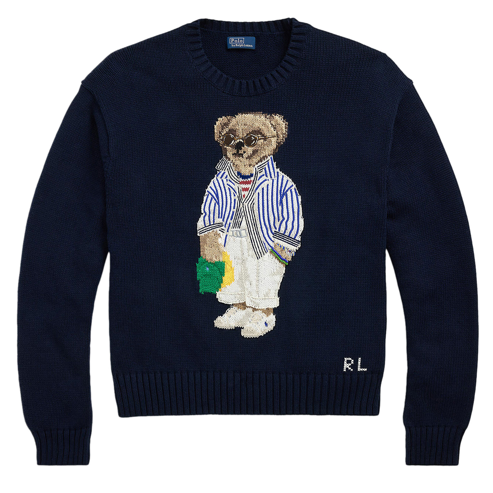 Polo Ralph Lauren Striped Polo Bear Cotton Crewneck Pullover