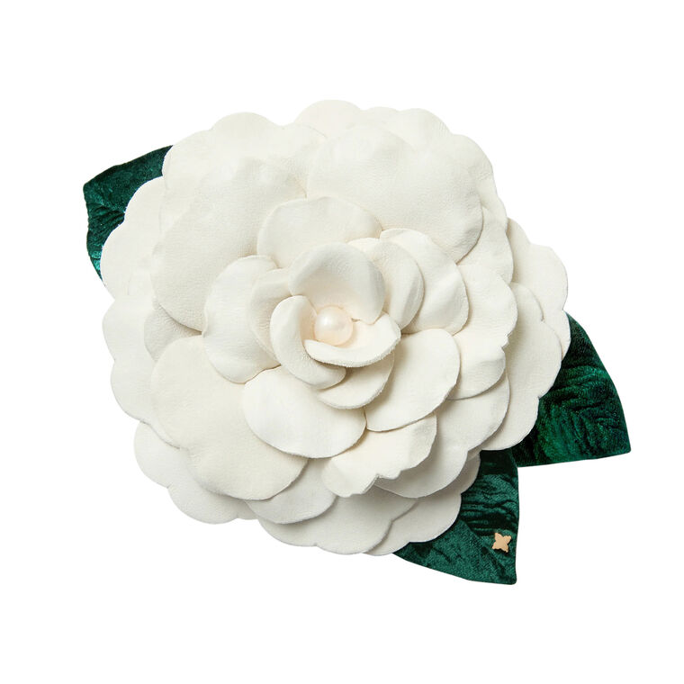 Large Leather Gardenia Brooch image number null