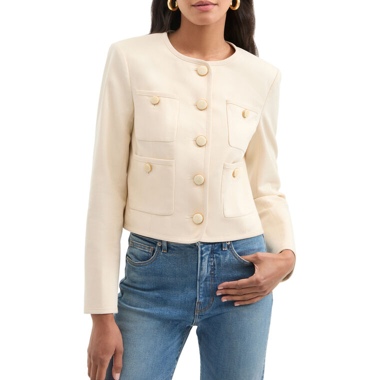 Cirtane Patch Pocket Collarless Jacket image number null