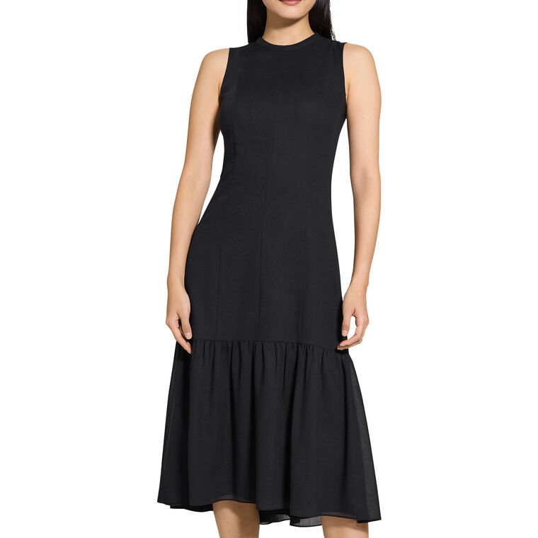 Sleeveless Tie Neck Tiered Midi Dress image number null