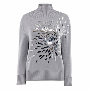 Shattered Glass Embroidered Mockneck Sweater