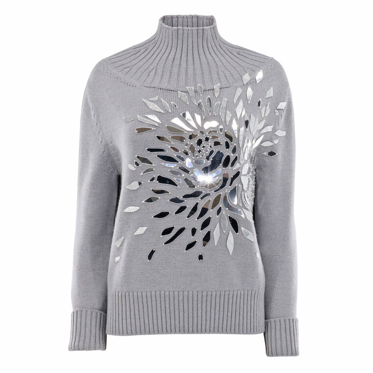 Shattered Glass Embroidered Mockneck Sweater image number null