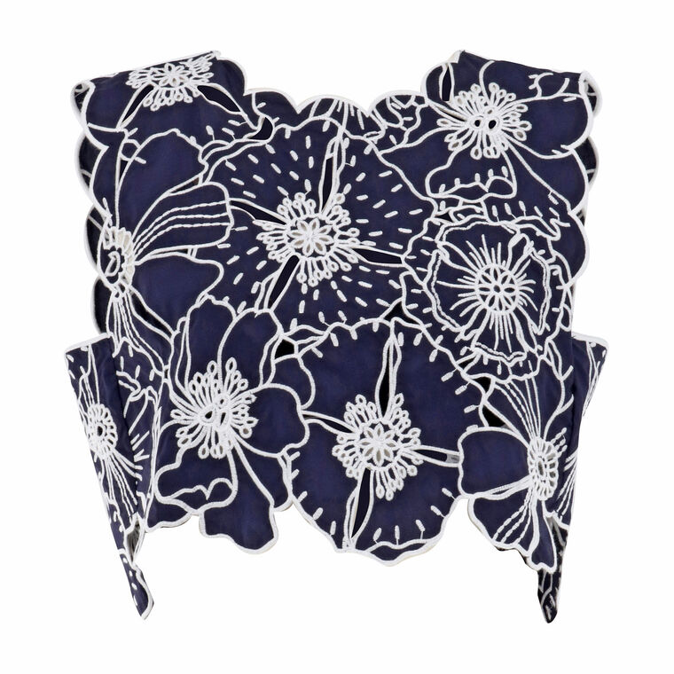 Richelieu Floral Embroidered Sleeveless Crop Top image number null