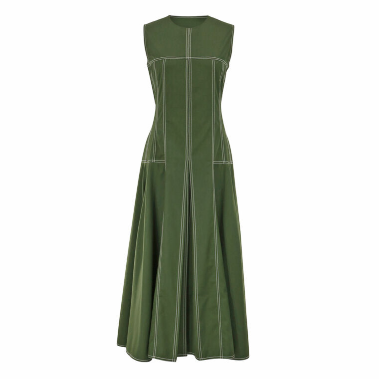Kess Sleeveless Contrast Piping Midi Dress image number null