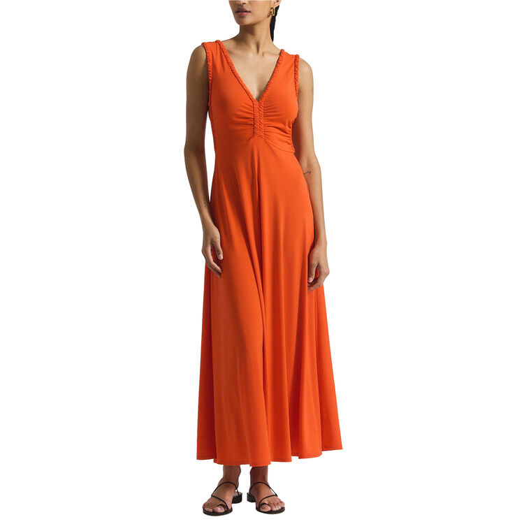 Misha Matte Jersey Ruched Sleeveless Midi Dress image number null