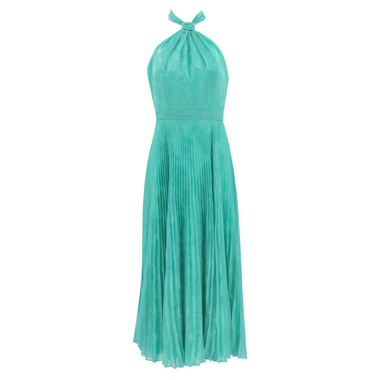Melina Metallic Floral Pleated Dress image number null
