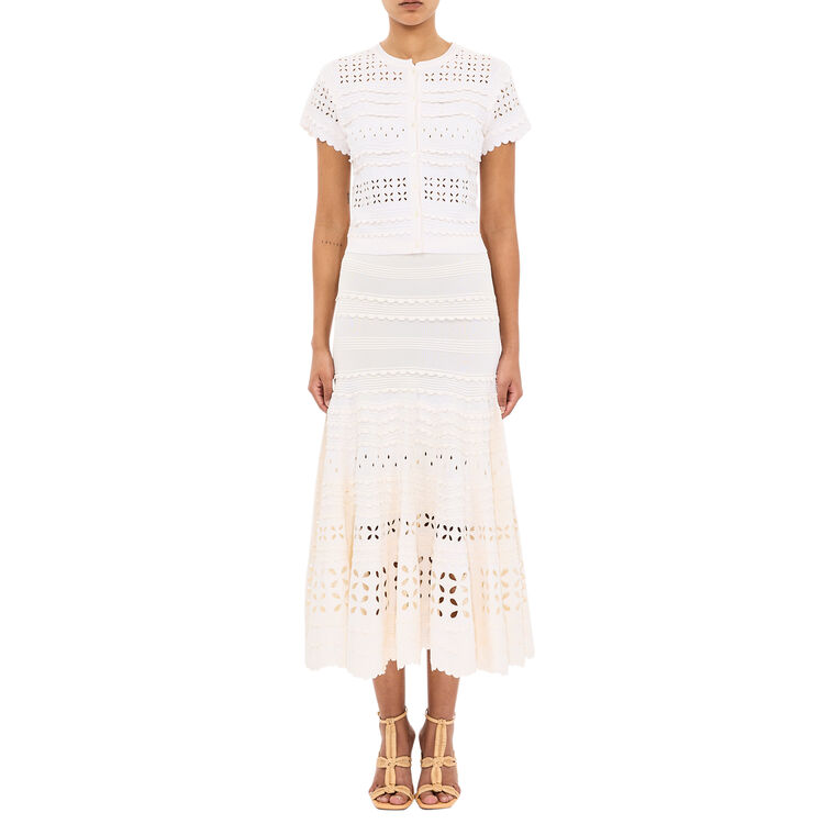 Annisa Eyelet Knit Midi Skirt image number null